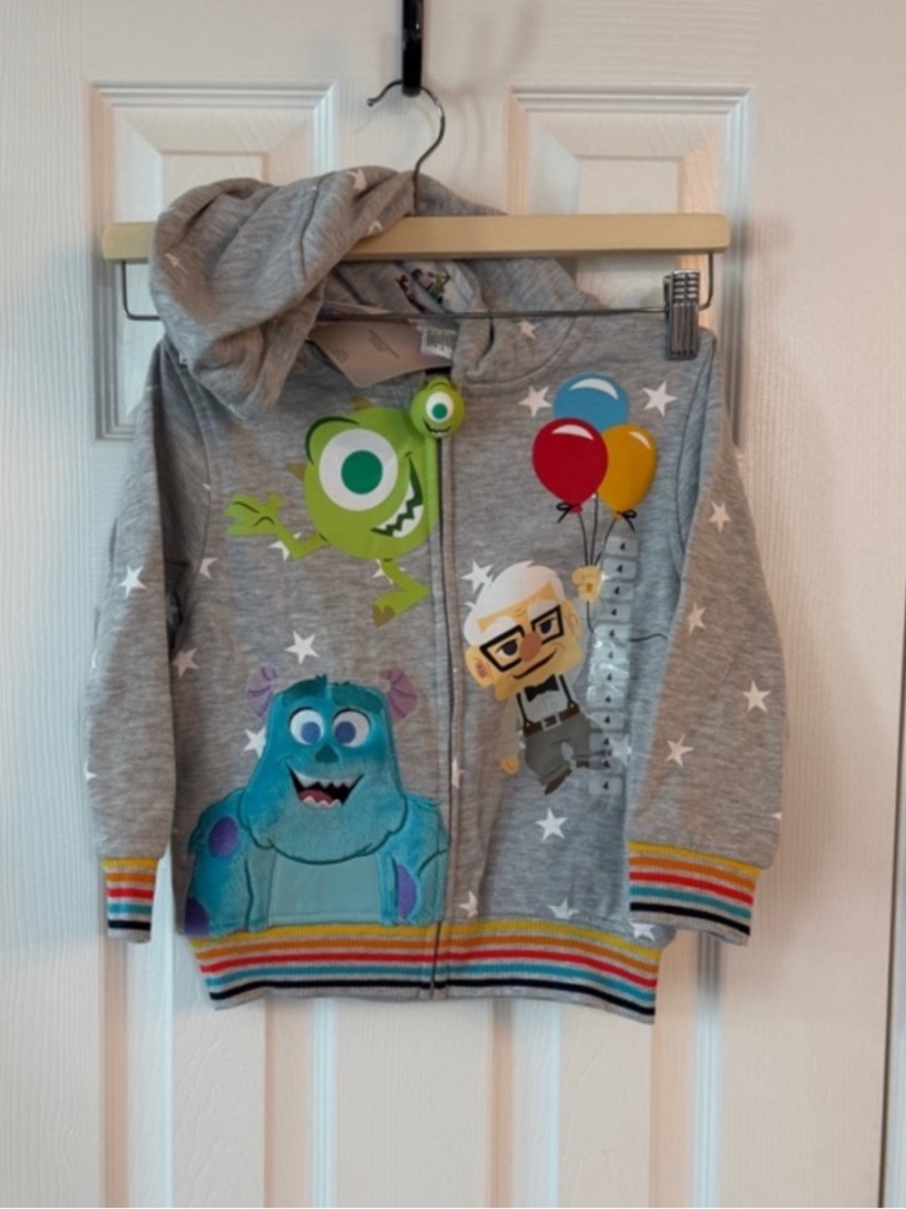 Disney Pixar Kids Size 4 Gray Zip Hoodie Monsters Inc Up NWOT